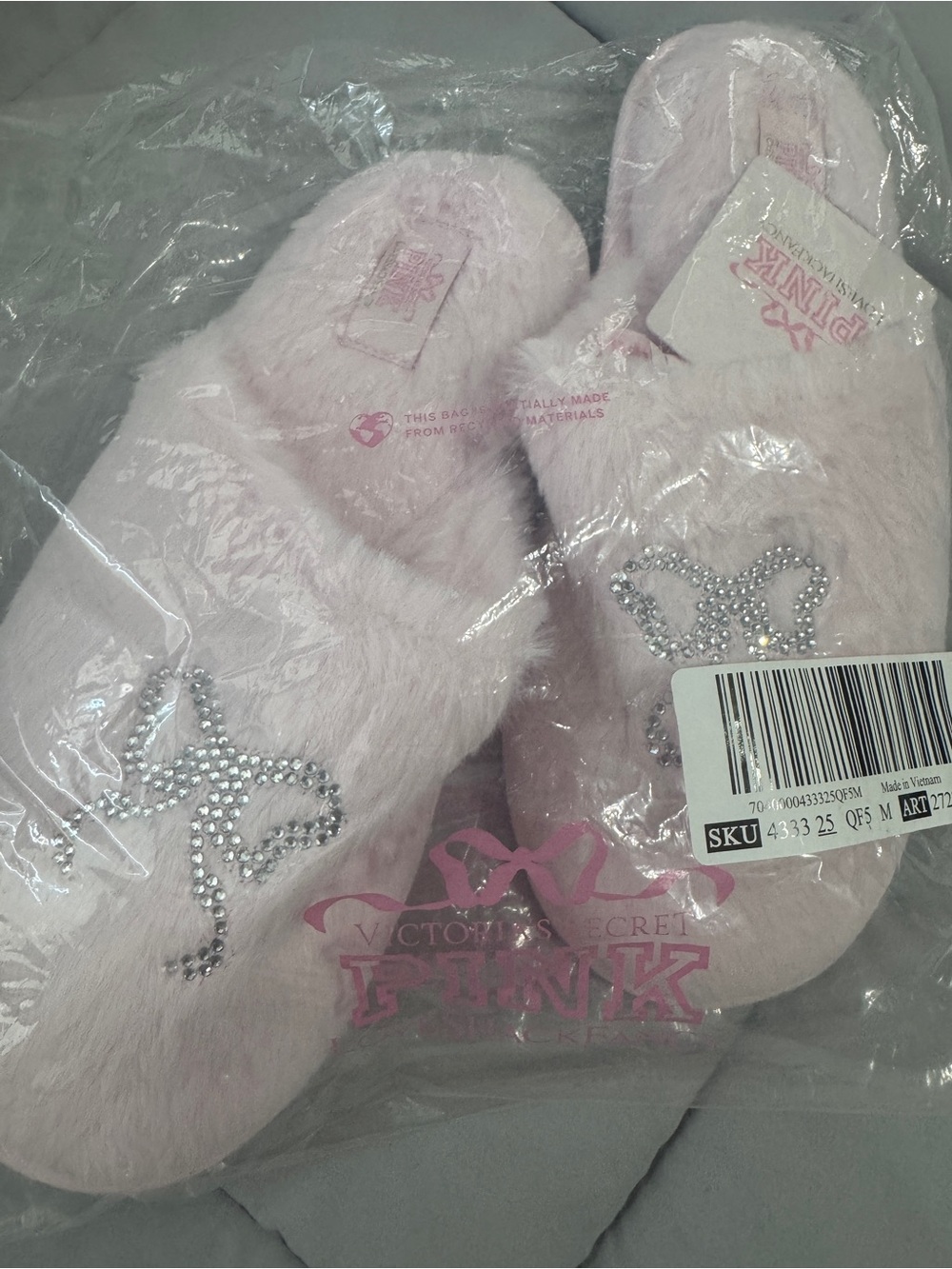 PINK X Love Shack Fancy Sz. Medium Pink Fluff Slippers